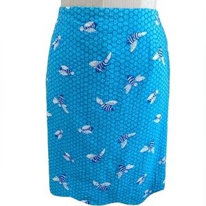Lily Pulitzer White Label Busy Bees Scalloped Edge Skirt Size 8